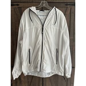 Calvin Klein Women’s White Lined Windbreaker Jacket Hooded Lightweight
